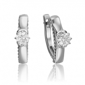 Серьги из белого золота Platina с фианитом 02-4227-00-501-1120-38 фото