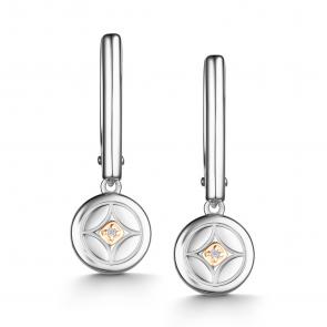 Серебряные серьги АЛЬКОР с золотой накладкой и бриллиантом 02-4227/000Б-00 фото
