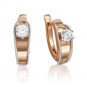 Серьги из комбинированного золота Platina с фианитом 02-4231-00-501-1111-67 фото