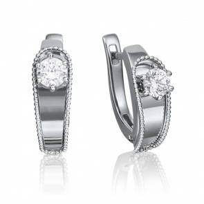 Серьги из белого золота Platina с фианитом 02-4231-00-501-1120-67 фото