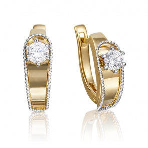 Серьги из комбинированного золота Platina с фианитом 02-4231-00-501-1121-67 фото