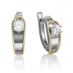 Серьги из комбинированного золота Platina с бриллиантом 02-4231-01-101-1121-30 фото
