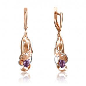 Золотые серьги Platina с аметистом 02-4236-00-203-1110-46 фото