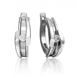 Серьги из белого золота Platina с бриллиантом 02-4239-00-101-1120-30 фото