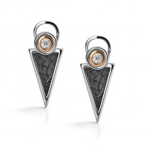 Серебряные серьги АЛЬКОР с золотой накладкой и бриллиантом 02-4239/000Б-17 фото