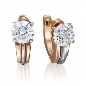 Серьги из комбинированного золота Platina с фианитом 02-4240-00-501-1111-38 фото