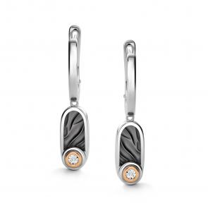 Серебряные серьги АЛЬКОР с золотой накладкой и бриллиантом 02-4241/000Б-17 фото