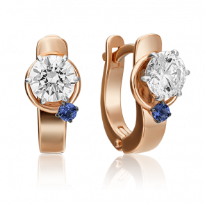 Золотые серьги Platina с фианитом и шпинелью 02-4244-00-404-1111 фото