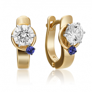 Серьги из комбинированного золота Platina с фианитом и шпинелью 02-4244-00-504-1121-38 фото