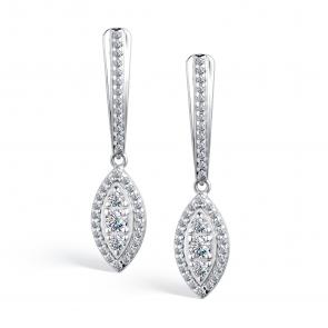 Серебряные серьги АЛЬКОР с фианитом 02-4251/00КЦ-00 фото