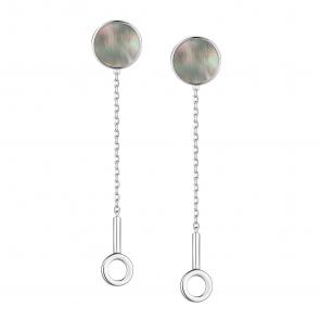 Серебряные серьги-трансформеры АЛЬКОР с перламутром 02-4252/00ПЧ-00 фото