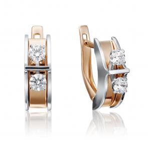 Серьги из комбинированного золота Platina с фианитом 02-4264-00-501-1111-38 фото