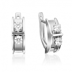 Серьги из белого золота Platina с фианитом 02-4264-00-501-1120-38 фото