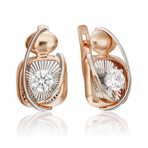 Серьги из комбинированного золота Platina с фианитом 02-4277-00-401-1111 фото