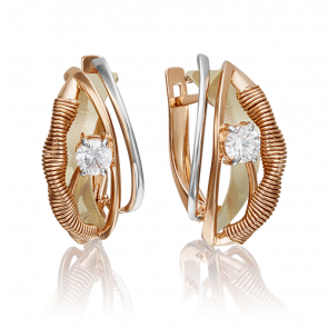 Серьги из комбинированного золота Platina с фианитом 02-4279-00-501-1113-38 фото