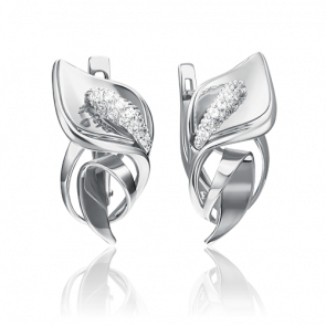 Серьги из белого золота Platina с фианитом 02-4280-00-401-1120-23 фото