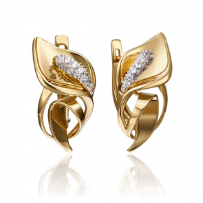 Серьги из лимонного золота Platina с фианитом 02-4280-00-401-1130-23 фото