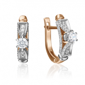 Серьги из комбинированного золота Platina с бриллиантом 02-4281-00-101-1111-30 фото