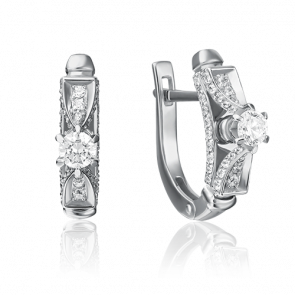 Серьги из белого золота Platina с бриллиантом 02-4281-00-101-1120-30 фото