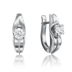 Серьги из белого золота Platina с бриллиантом 02-4283-00-101-1120-30 фото