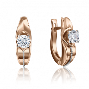 Серьги из комбинированного золота Platina с фианитом 02-4283-00-501-1111-38 фото