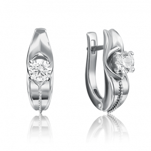 Серьги из белого золота Platina с фианитом 02-4283-00-501-1120-38 фото