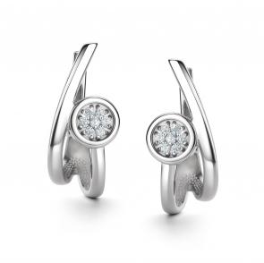 Серебряные серьги АЛЬКОР с фианитом 02-4283/00КЦ-00 фото