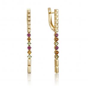 Серьги из лимонного золота Platina с хризолитом, цитрином и гранатом 02-4287-00-219-1130-57 фото