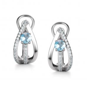 Серебряные серьги АЛЬКОР с топазом и фианитом 02-4288/00ТБ-00 фото