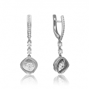 Серьги из белого золота Platina с фианитом 02-4289-00-501-1120-38 фото
