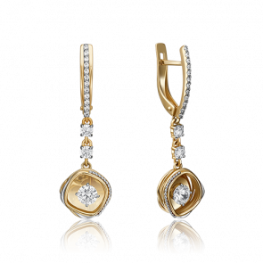 Серьги из лимонного золота Platina с фианитом 02-4289-00-501-1130-38 фото