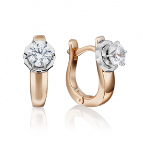 Серьги из комбинированного золота Platina с фианитом 02-4290-00-501-1111-38 фото