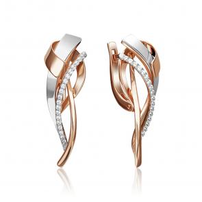 Серьги из комбинированного золота Platina с фианитом 02-4291-00-401-1111-64 фото