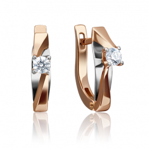 Золотые серьги Platina с бриллиантом 02-4292-00-101-1111 фото