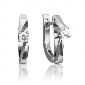 Серьги из белого золота Platina с бриллиантом 02-4292-00-101-1120 фото
