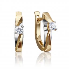 Серьги из комбинированного золота Platina с бриллиантом 02-4292-00-101-1121 фото