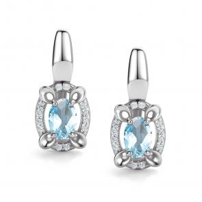 Серебряные серьги АЛЬКОР с топазом и фианитом 02-4292/00ТБ-00 фото