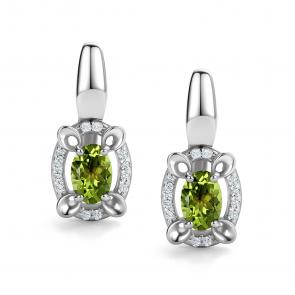 Серебряные серьги АЛЬКОР с фианитом и хризолитом 02-4292/00ХР-00 фото