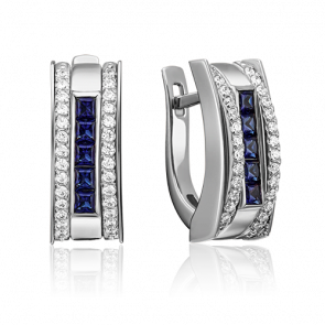 Серьги из белого золота Platina с бриллиантом и сапфиром 02-4293-00-105-1120-30 фото