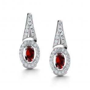 Серебряные серьги АЛЬКОР с фианитом и гранатом 02-4293/00ГР-00 фото
