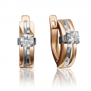 Серьги из комбинированного золота Platina с фианитом 02-4294-00-501-1111-38 фото