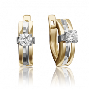 Серьги из комбинированного золота Platina с фианитом 02-4294-00-501-1121-38 фото