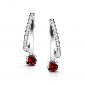 Серебряные серьги АЛЬКОР с фианитом и гранатом 02-4294/00ГР-00 фото
