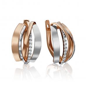 Серьги из комбинированного золота Platina с фианитом 02-4295-00-401-1111-42 фото