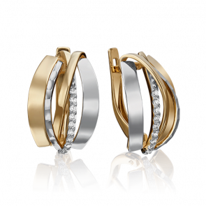 Серьги из комбинированного золота Platina с фианитом 02-4295-00-401-1121-42 фото