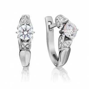 Серьги из белого золота Platina с фианитом 02-4296-00-501-1120-38 фото