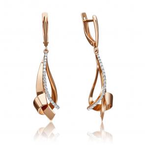 Золотые серьги Platina с фианитом 02-4297-00-401-1110-64 фото