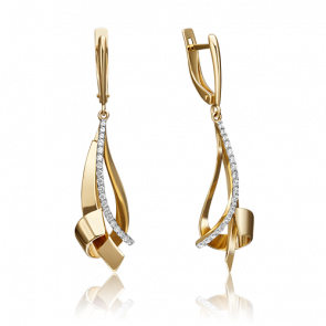 Серьги из лимонного золота Platina с фианитом 02-4297-00-401-1130-64 фото