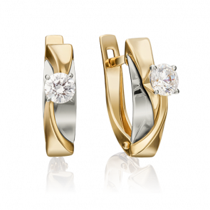 Серьги из комбинированного золота Platina с фианитом 02-4298-00-501-1121-38 фото