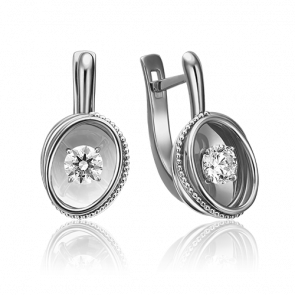 Серьги из белого золота Platina с бриллиантом 02-4299-00-101-1120-30 фото